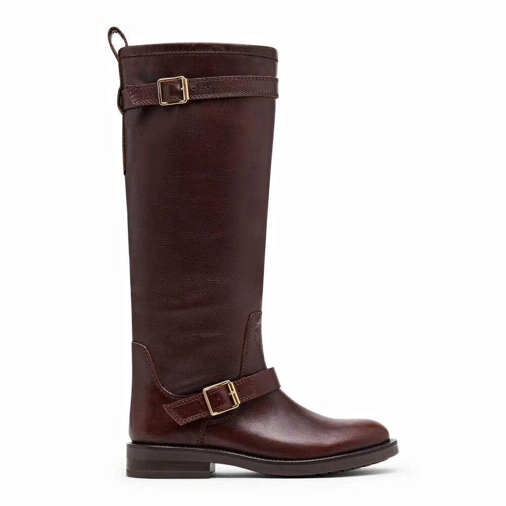 Steve Madden Sady Boot wm US 5 Brown Leather Knee High Riding gold Buckle